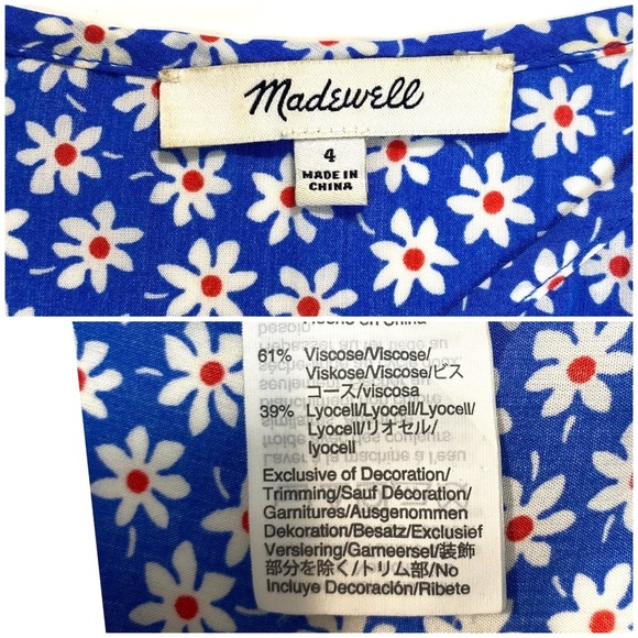 Madewell Ruffled Wrap Maxi Dress in Mini Daisy Blue Size 4 #J2689 - Picture 6 of 8